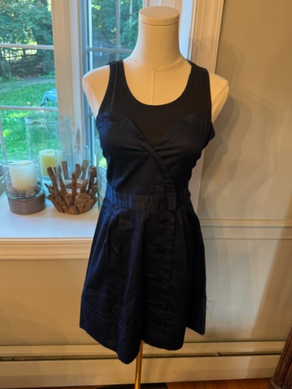 Marc By Marc Jacobs Navy Fit Flare Dress Size 4 Sleeveless Button Front Dress